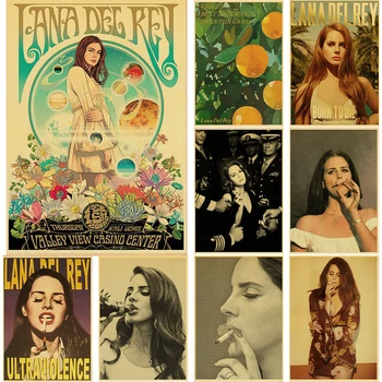 Lana Del Rey Plagáty Retro Kraft Papier Vintage Izba Domov Bar, Kaviareň Dekor Estetické Umenie, Nástenné Maľby