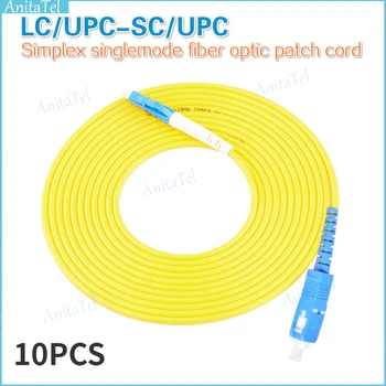 LC/ UPC-SC/UPC 10PCS/taška UPC Simplex Singlemode SM Optické Patch Kábel 2.0 mm 3.0 mm FTTH (Fiber Optic Jumper Kábel
