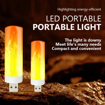 LED Plameň Svetla Flameless Sviečka Svetlá USB Nočného Pochodeň Mobilné energetické Nabíjanie USB Svetlo Krytý Domov Dekorácie Osvetlenie