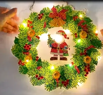 LED svetlo DIY diamond maľovanie Vianočný veniec cross stitch plavidlá diamond výšivky Vianoce domov stenu decor Nový Rok darček
