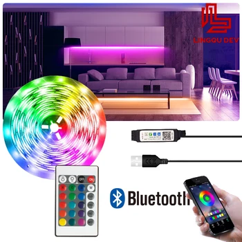 LED Svetlá Pásy 5050 RGB Neónové Svetlá 5V USB Bluetooth LED Pásy Pásky na Obrazovke TV Podsvietenie LED Lampa App Riadenie dc svetlo LED