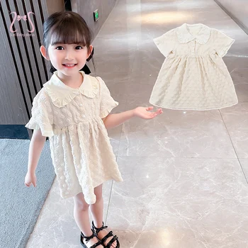 Letné Biele Baby Dievčatá Party Šaty Klope Pearl Kórejský Štýl Detí Oblečenie Šaty Pre Dievča Módneho Deti Oblečenie 1 Až 5 Rokov