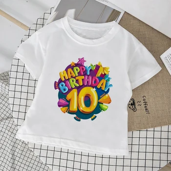 Letné Streetwear T shirt Dievča 10 Rokov Happy Birthday detské Oblečenie Roztomilý Módne Topy Pre Dievčatá Tee tričko Krátky Rukáv