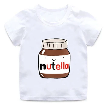 Letné T-shirt Nutella Tlač Roztomilé Biele Topy Kolo Krku Bavlny, Mäkké, Krátke Sleeve T-Shirt Módne Kawaii Chlapci Dievčatá T-Shirt