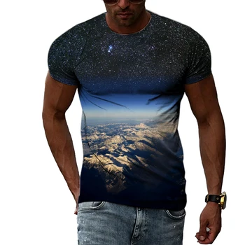 Letné Tvorivé Vesmír, Hviezdna Obloha Muži T-shirts Módne Bežné Osobnosti 3D Hmlovina Tlač Okrúhlym Výstrihom, Krátky Rukáv Tees Topy