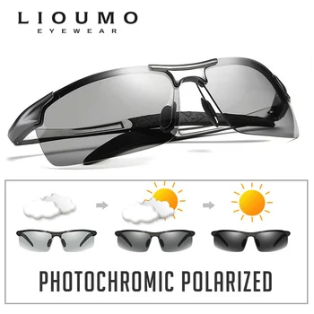 LIOUMO Retro Pilot Photochromic Polarizované slnečné Okuliare Mužov All-počasie Anti-glare HD Jazdy Okuliare oculos de sol feminino UV400