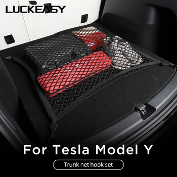 LUCKEASY Interiérové Úpravy Funkčné Príslušenstvo Pre Tesla ModelY 2020-2022 kufri úschovňa batožiny čistého vrecka háčik 4pcs/set