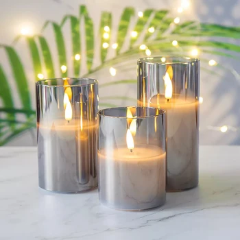 Luxusné Flameless Led sviečkach Blikanie Plameň Pohybujúce sa Knôt Pilier Vosk Sviečky s Diaľkovým Tealight na spoločenské, Svadobné Stoly