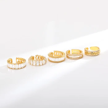 Luxusné Retro Prstene Pre Ženy Cubic Zirconia Nastaviteľný Prsteň Biele Svadobné Svadobné Zapojenie Módne Šperky Bijoux Femme