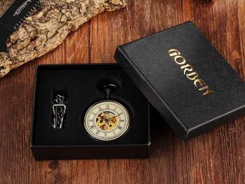 Luxusné Ručne Vietor Mechanické Vreckové Hodinky Duté Steampunk Hodinky Zlaté Rímske Číslice Hodiny S Fob Reťazca Mens Reloj Hombre