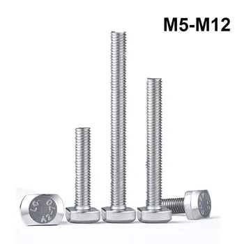 M5 M6 M8 M10 M12 T Tvar Punč frézka Skrutky, Závitové Tyče Upevňovaciu Upevňovacia Skrutka Pre T-Slot T-hlavou skrutky 304stainless ocele