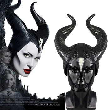 Maleficent Pani Zla pokrývku hlavy Maska Cosplay Rekvizity Unisex Halloween Black Queen Pokrývky hlavy Rohy Klobúk