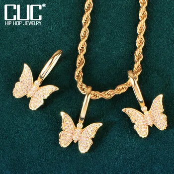 Malý Prívesok Motýľ Náhrdelník Reťazca pre Ženy, Zlatá Farba Kúzlo Micro Cubic Zirconia Módne Zvierat Šperky