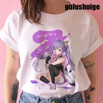Manga Genshin Vplyv T-shirt Kawaii Harajuku Streetwear T Shirt FunnyGraphic Roztomilé Anime Unisex Tričko Hip Hop Top Tee Muži Ženy