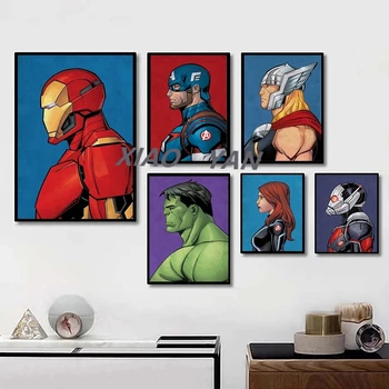 Marvel Avengers Superhrdina Plátne Obrazy Spiderman Retro Komické Plagát Iron Man Wall Art Obrázok pre Obývacia Izba Domova