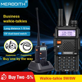 MERODITH rádio walkie talkie 10km walkie talkie lov rádio comunicador Walkie-talkies dlhý rad profesional 8W5W
