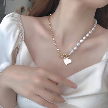 Mihan Elegantné Šperky Živice Srdce Prívesok Náhrdelník 2021 Nový Dizajn Simulované Pearl Ženy Náhrdelník Pre Fenku Strany Dary