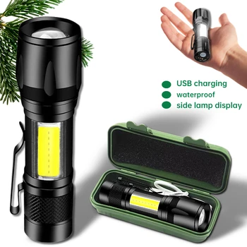 Mini Nabíjateľná LED Baterka High Power Zoom Baterka Outdoor Camping Silná Lampa Svietidla Nepremokavé Taktická Baterka mini