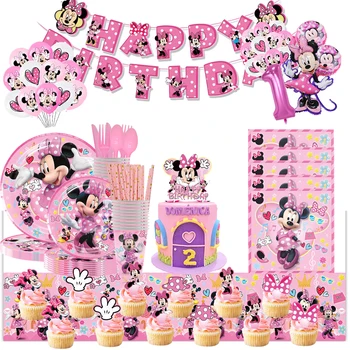 Minnie Mouse Narodeninovej Party potreby a Dekorácie Minnie Mouse Strana navrhne Slúži 8 Hostí s Banner Tabuľka Kryt Dosky