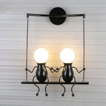Moderné módne kreatívne nástenné svietidlo LED nástenné svietidlo nočná lampa Nordic bábika železa trpaslík detskej izby závesné svietidlo dekoratívne steny