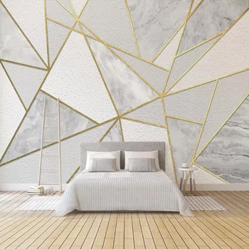 Moderný Jednoduchý 3D Geometrické Mramoru Tapety Golden Line Foto Nástenné Maľby Obývacia Izba, Spálňa Pozadí Nástenné Maľby 3D Fresco