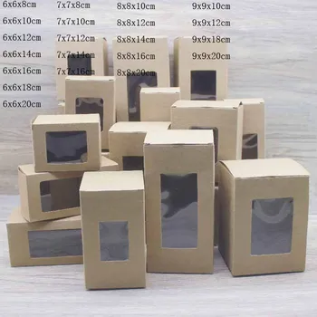 Mulit veľkosť 5 ks najnovšie okno box6x6/7x7x/8X8/9x9xheight paperPackage box kraft biela darčeky, sladkosti svadobné zdvorilosti box balík