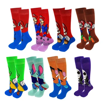 Muž Pletenie Anime, Komiksu, Ponožky dámske Bavlnené Hip Hop Kvalitné Šitie Vzor Zábavné Bežné Ulici Skateboard Ponožky Textílie