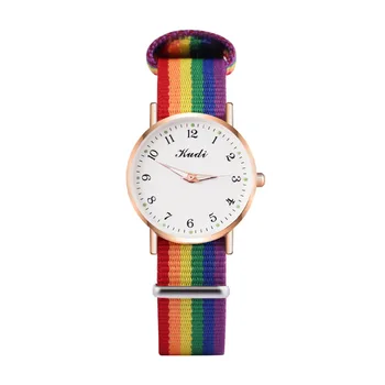 Módne Luxusné dámske Quartz Hodinky Dámy Rainbow Farebné Textílie Pásu Náramkové Hodinky pre Ženy, Štýlové Šaty Hodiny Reloj Mujer