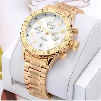 Módne Značky Kalendár Gold Luxusné Kvalitné Hodinky Vodotesné Muž Dámy Darček Quartz Športové hodinky Nádherné Náramkové hodinky