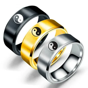 Módne Šperky Tai Chi Klebety Jin a Jang Symbol8MMStainless Oceľové Prstene pre Mužov Prst-Krúžok Vysoko Kvalitné Svadobné Party Darček