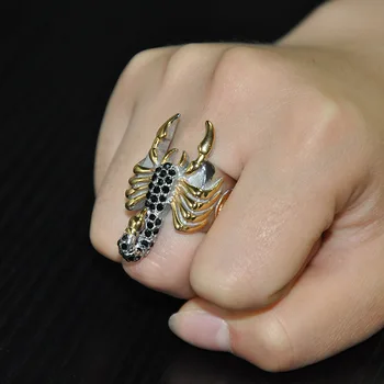Nerezová Oceľ Čierna Scorpion Prst Prsteň Titanium Ocele Mužov Krúžok Punk Krúžok Šperky