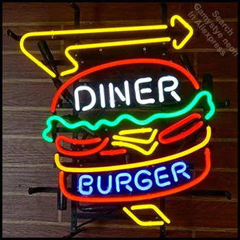 Neónový nápis na Diner Burger neónové svietidlo, Prihláste Reštaurácia Neónové svetlá Prihlásiť Hotel Real sklo Trubice Kultový Žiarovky lampy Vlastné LOGO Značky
