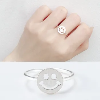 Nové 100% Reálne Strieborná Farba Úsmev Prstene Pre Ženy Veľký Prst Krúžky Pre Unisex Šperky Mužov