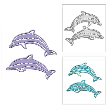 Nové 2021 Duo Krásne Dolphin Zvierat Rezanie Kovov Zomrie pre DIY Scrapbooking a Karty, Takže Dekoratívne Razba Plavidlo Bez Pečiatky