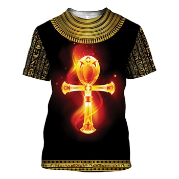 Nové 2022 Letné Trendy Unisex Vintage Vzor T-Shirt Starovekého Egypta Symbol 3D Tlač Harajuku Bežné Krátky Rukáv Plus Veľkosť Topy