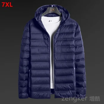Nové zimné tenké nadol bunda pánske plus veľkosť bežné ľahký nadol bunda 7XL 8XL mužov zimná páperová bunda mužov