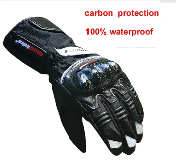 Nové zimné uhlíka ochrany motocyklové rukavice, nepremokavé luva motocicleta motorke motokrosové rukavice guantes moto racing M~XXL