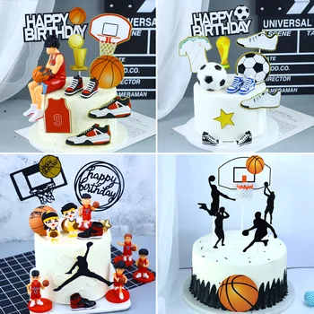 Novú Tému Basketbal Happy Birthday Cupcake Vňaťou Futbal Tortu Vňate na Narodeniny Športových Fanúšikov Strany, Dezert Cake Dekorácie