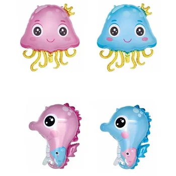 Nový roztomilý kreslený seahorse octopus vzor hliníková fólia balón narodeninová párty, baby sprcha dekorácie, detské hračky