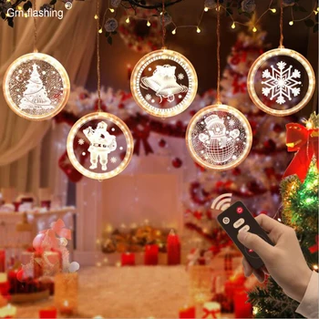 Nový Vianočný Stromček LED Reťazec Osvetlenie Interiéru Domov 3D Tvorivé USB Power Opony Pomerne Ľahké Bezdrôtové Ovládanie Snehuliak forBaby Darček