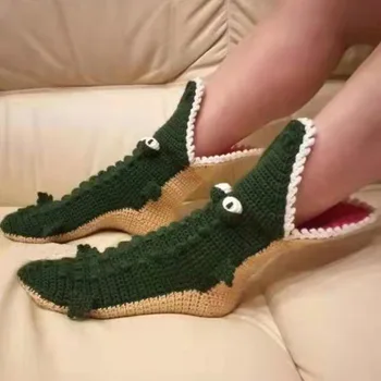 Nový Človek Jedinečný Farbou Veľké Oko Vianočné Krokodíla Ponožky Domov Poschodí Ponožky Teplé Pletenie Vlnené Ponožky Osadenie Ženy