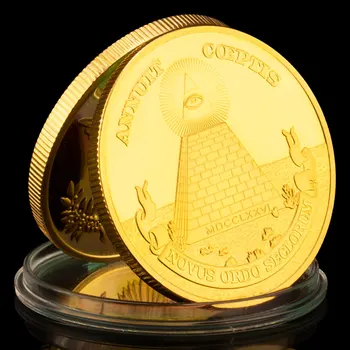 NÁS Freemason Suvenír Mince pozlátená Pamätná Minca Kolekcia Art Eye of Providence Eagle Vzor Výzvy Mince