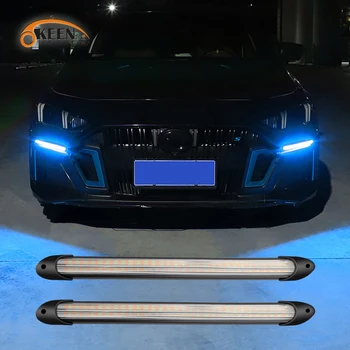 OKEEN 2ks LED Auto Svetlometu Pásy S Sekvenčné Skenovanie Auto Denných prevádzkových Svetla DRL Jazdy Zase Signál Streamer Žiarovka 12V