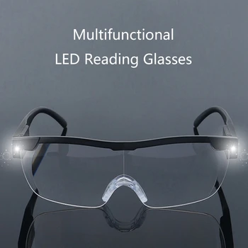 Okuliare na čítanie s Svetlo Jasné LED Okuliare na Čítanie Osvetlené zväčšovacie sklo Noc Reader Kompaktný Full Frame Okuliare Darček