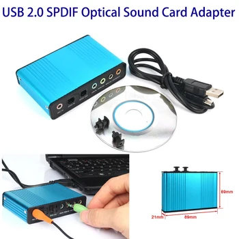 Optická USB Zvuková Karta 6 Kanálov 5.1 / 7.1 Surround Externé Zvukové Karty Converter CM6206 Chipset pre Notebook Ploche