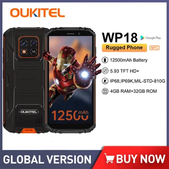 Oukitel 12500mAh Batérie Smartphone 4G RAM 32 G ROM 5.93 Palcový Displej, Android Mobilný Telefón, 13MP Quad Core Robustný Mobil