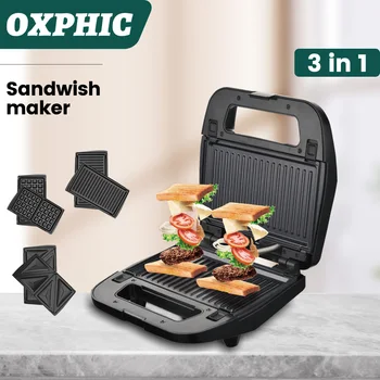 OXPHIC 800W Raňajky Sandwich Stebėtų Gril 3 V 1, Stroj Multifunkčné Automatické Chlieb Stroj Hriankovače, Horúce sendvičovač