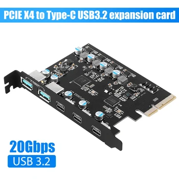 PCIE X4 Na USB 3.2 10Gbps Gen2 3 Port Typu C Rozširujúca Karta Dual USB A + Tri TypeC Adaptér Converter Čip ASM3142 S VL822