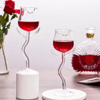Poháre na víno Vynikajúce Stabilnú Základňu, Transparentné Rose Tvar Fire Pohár pre Domáce
