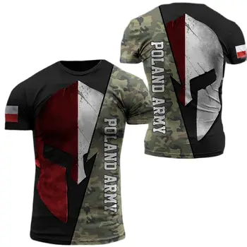 Poľskej Armády pánske T-Shirt Veterán Vojak Poľsko Príznak Tlač pánske Oblečenie Nadrozmerné Voľné Pulóver O Krku Tričko Krátky Rukáv